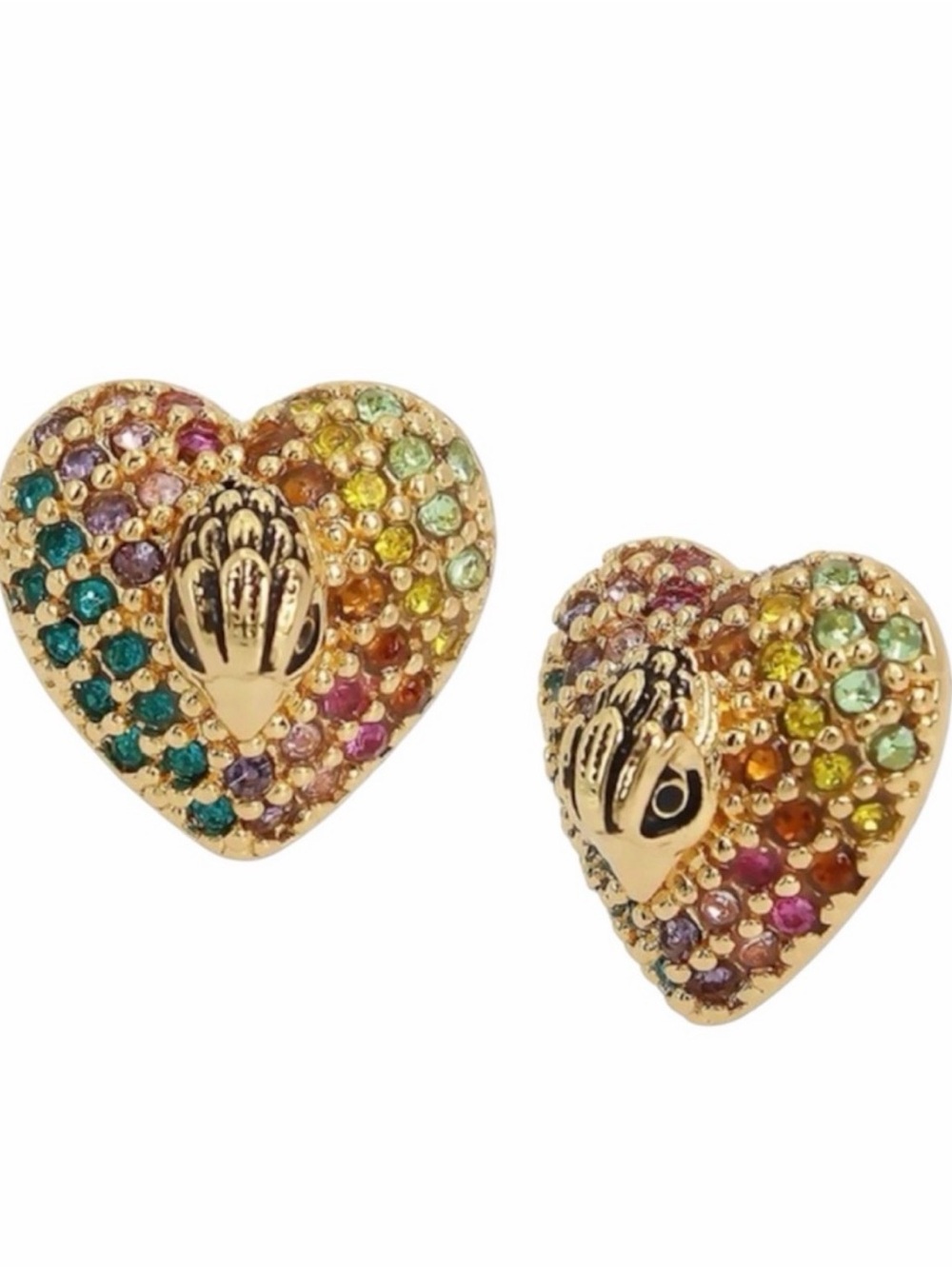 Kurt Geiger London Eagle Heart Crystal Stud Earrings in Multi - NWT